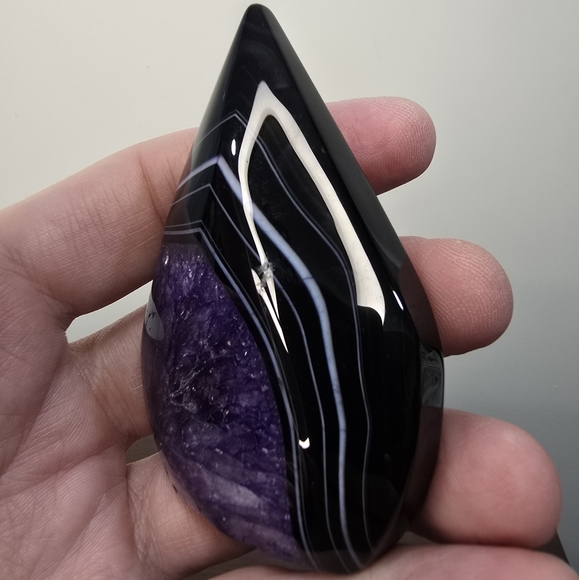 Purple and Black Agate Crystal Teardrop Freeform - Picture 9 of 12